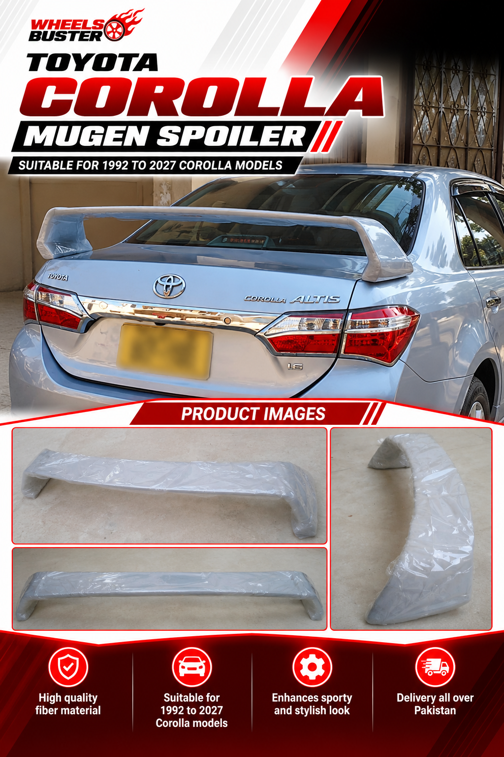 Toyota Corolla Mugen Spoiler in best quality